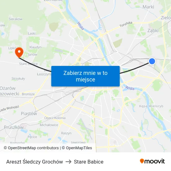 Areszt Śledczy Grochów to Stare Babice map