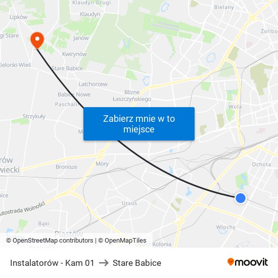Instalatorów - Kam 01 to Stare Babice map