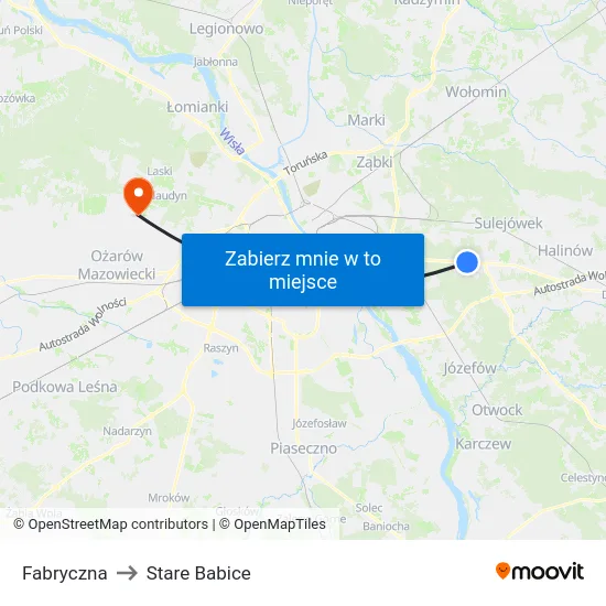 Fabryczna to Stare Babice map