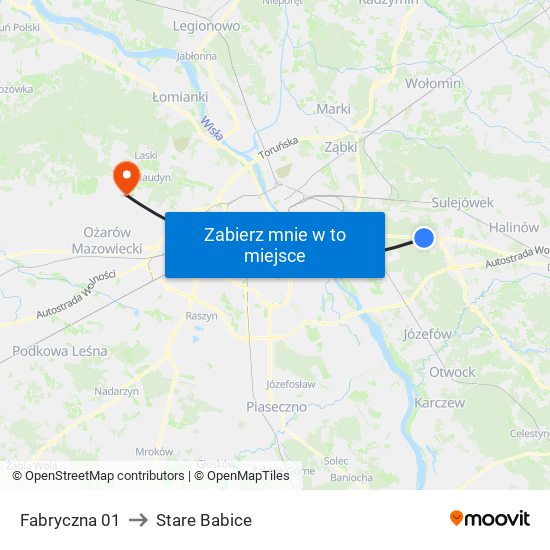 Fabryczna 01 to Stare Babice map