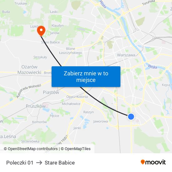 Poleczki to Stare Babice map