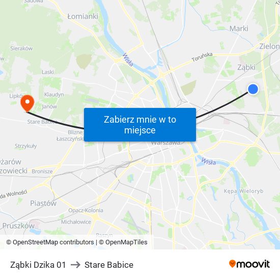 Ząbki Dzika 01 to Stare Babice map