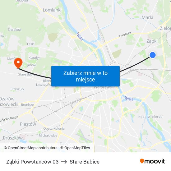 Ząbki Powstańców 03 to Stare Babice map