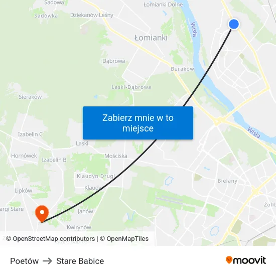 Poetów to Stare Babice map