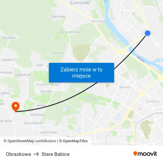 Obrazkowa to Stare Babice map