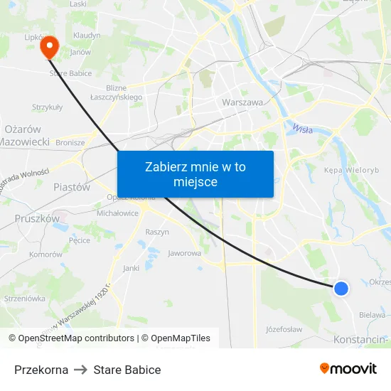 Przekorna to Stare Babice map