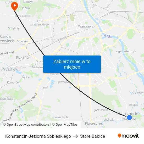 Konstancin-Jeziorna Sobieskiego to Stare Babice map