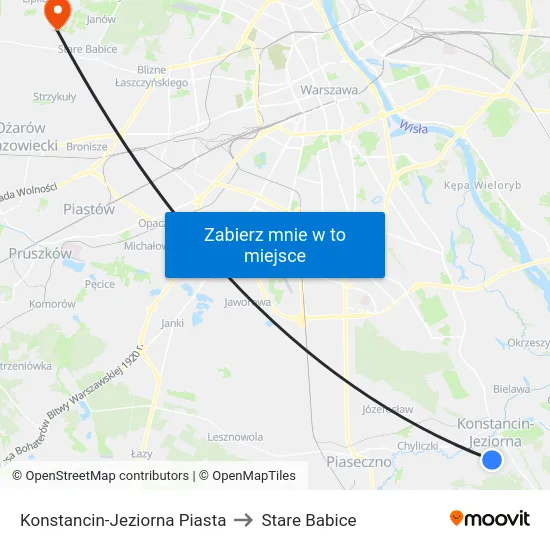 Konstancin-Jeziorna Piasta to Stare Babice map