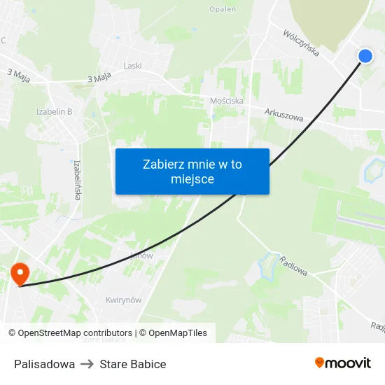 Palisadowa to Stare Babice map
