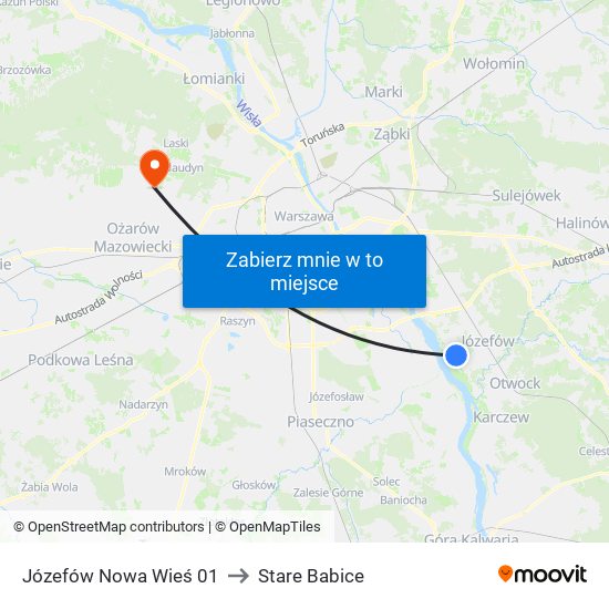 Józefów Nowa Wieś 01 to Stare Babice map