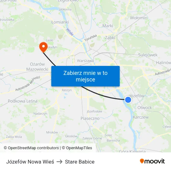 Józefów Nowa Wieś to Stare Babice map