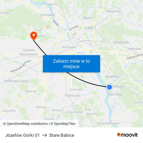 Józefów Górki 01 to Stare Babice map