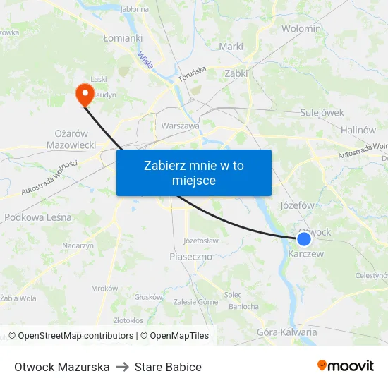 Otwock Mazurska to Stare Babice map