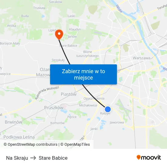 Na Skraju to Stare Babice map