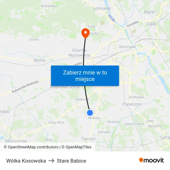 Wólka Kosowska to Stare Babice map