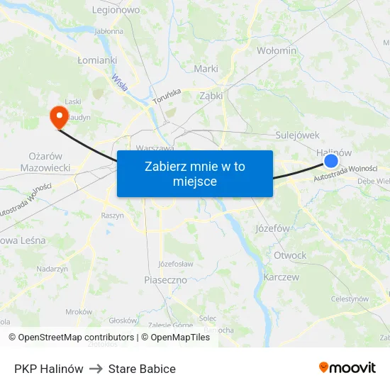 PKP Halinów to Stare Babice map