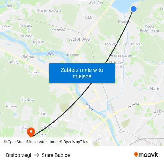 Białobrzegi to Stare Babice map