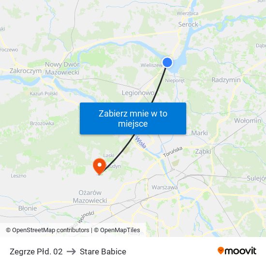 Zegrze Płd. to Stare Babice map