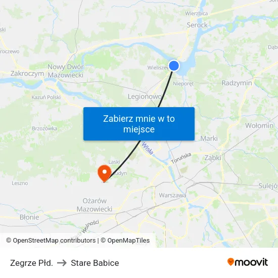 Zegrze Płd. to Stare Babice map