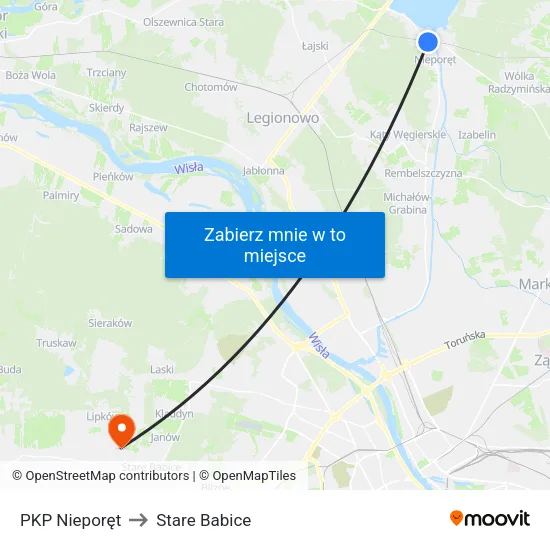 PKP Nieporęt to Stare Babice map