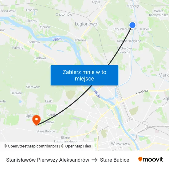Stanisławów Pierwszy Aleksandrów to Stare Babice map