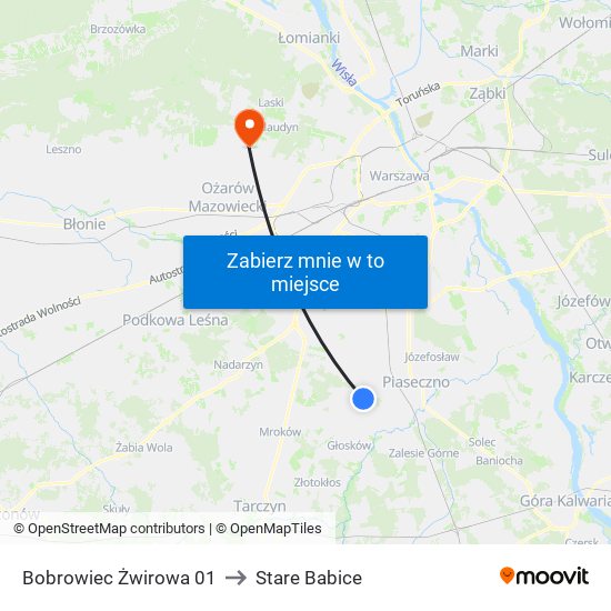 Bobrowiec Żwirowa 01 to Stare Babice map