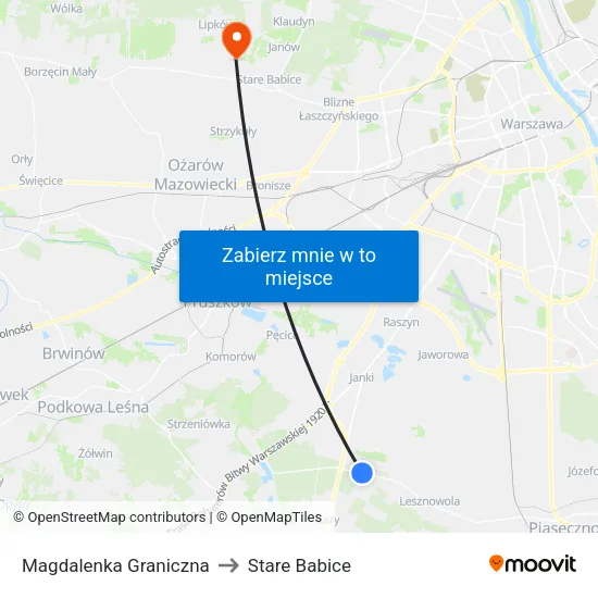 Magdalenka Graniczna to Stare Babice map