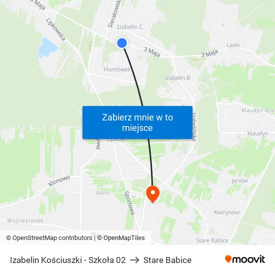 Izabelin Kościuszki - Szkoła 02 to Stare Babice map