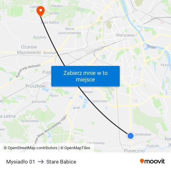 Mysiadło to Stare Babice map