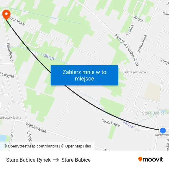Stare Babice Rynek to Stare Babice map