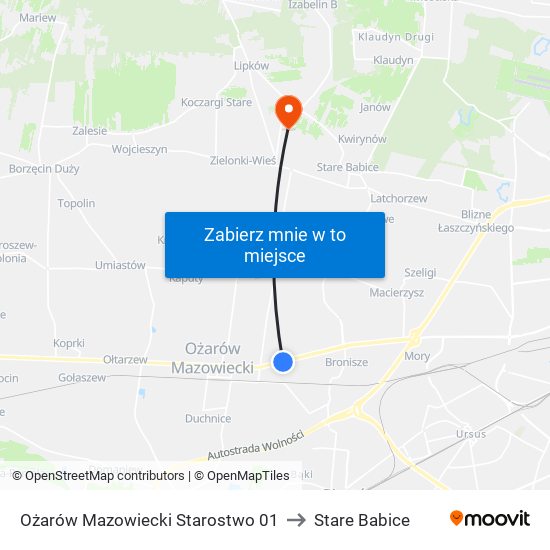 Ożarów Mazowiecki Starostwo 01 to Stare Babice map