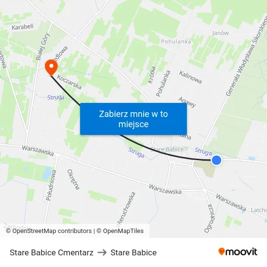 Stare Babice Cmentarz to Stare Babice map