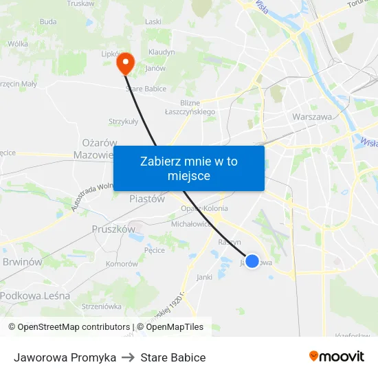 Jaworowa Promyka to Stare Babice map