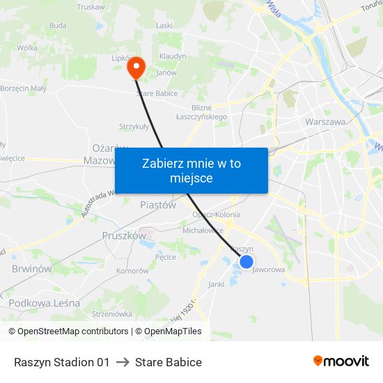 Raszyn Stadion 01 to Stare Babice map