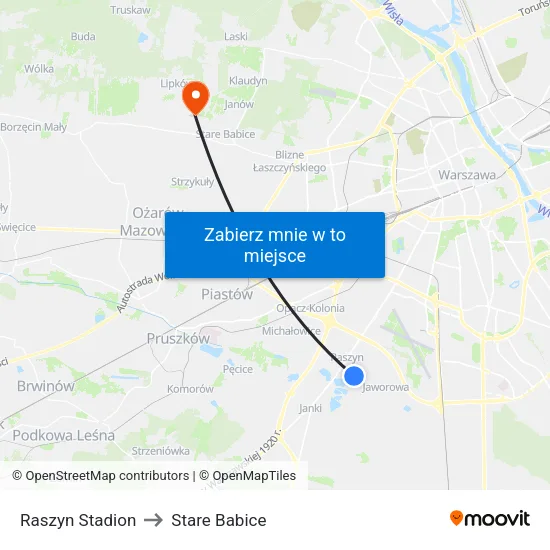 Raszyn Stadion to Stare Babice map