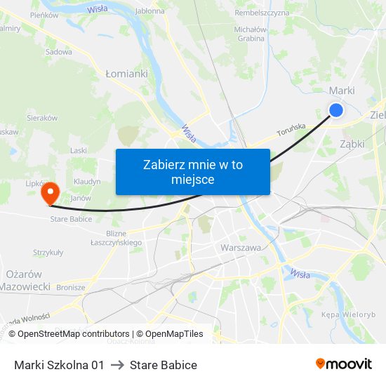 Marki Szkolna to Stare Babice map