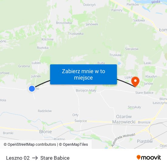 Leszno 02 to Stare Babice map