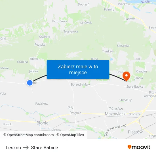 Leszno to Stare Babice map