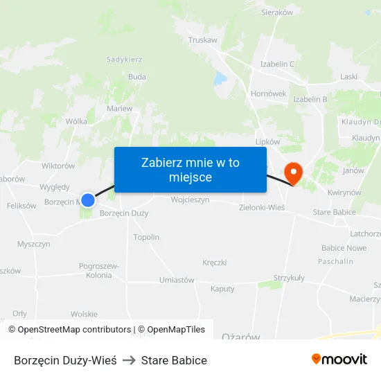Borzęcin Duży - Wieś to Stare Babice map