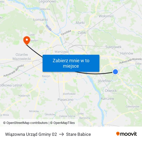 Wiązowna Urząd Gminy 02 to Stare Babice map