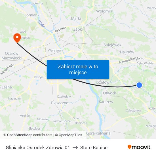 Glinianka Ośrodek Zdrowia 01 to Stare Babice map