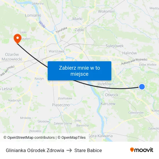 Glinianka Ośrodek Zdrowia to Stare Babice map