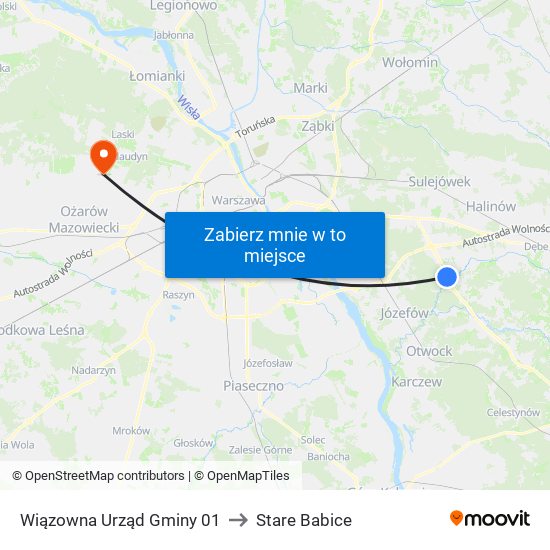 Wiązowna Urząd Gminy 01 to Stare Babice map