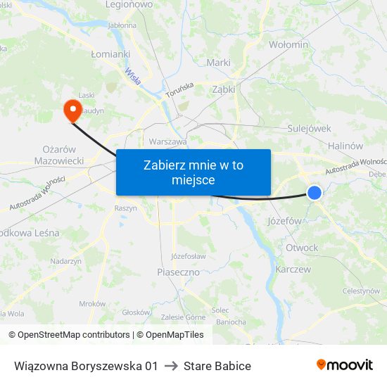 Wiązowna Boryszewska 01 to Stare Babice map