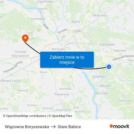 Wiązowna Boryszewska to Stare Babice map