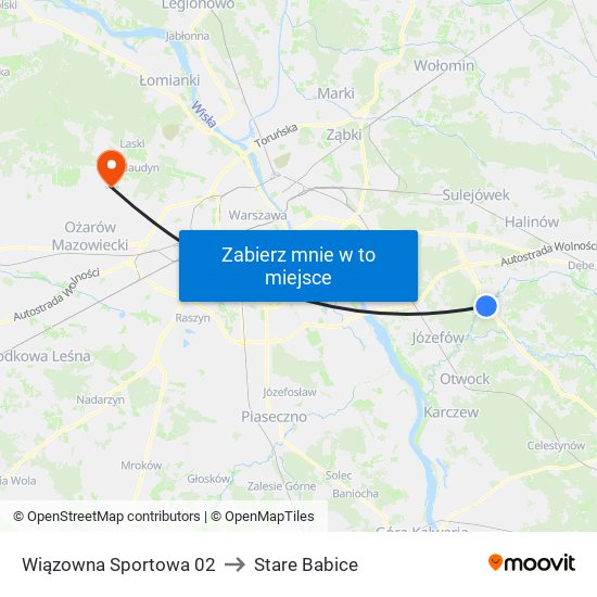 Wiązowna Sportowa 02 to Stare Babice map