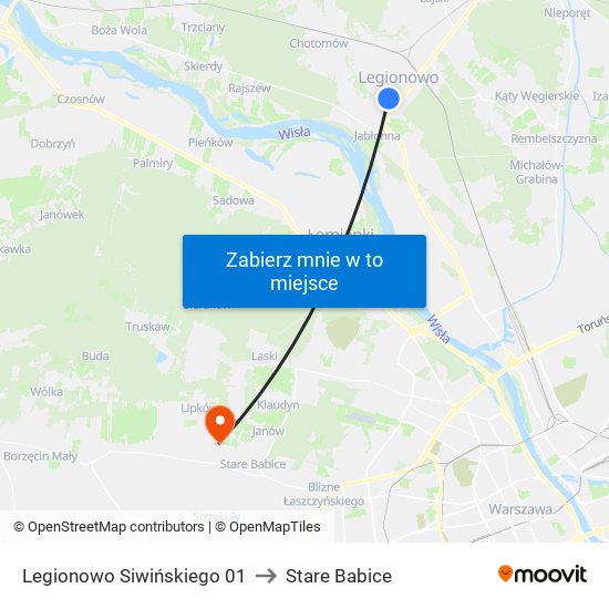 Legionowo Siwińskiego 01 to Stare Babice map