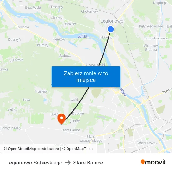 Legionowo Sobieskiego to Stare Babice map