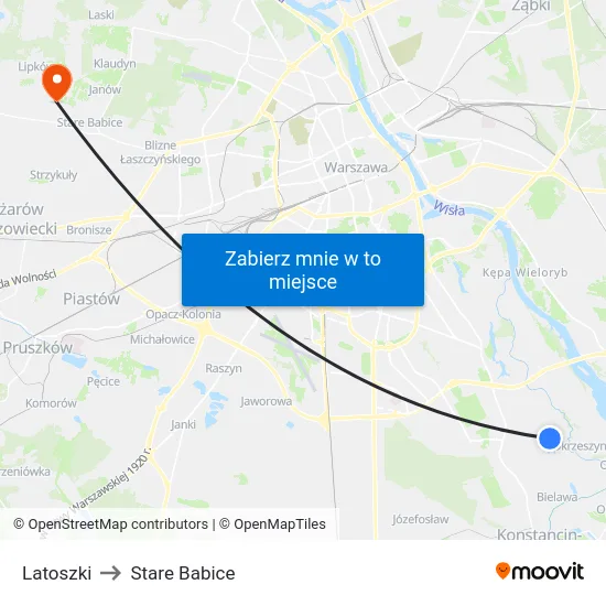 Latoszki to Stare Babice map