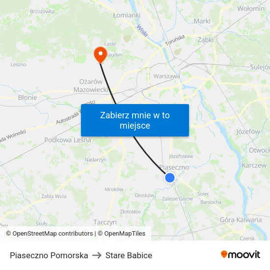 Piaseczno Pomorska to Stare Babice map